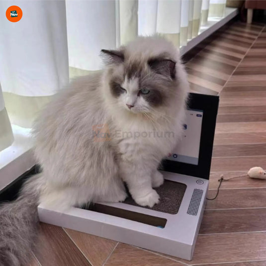 Cat laptop scratcher in real home use