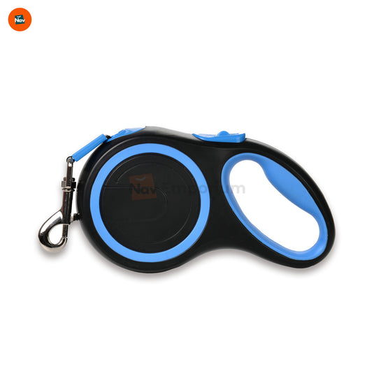 Retractable dog leash in use