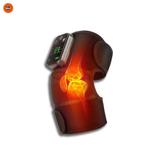 Heated knee wrap in use