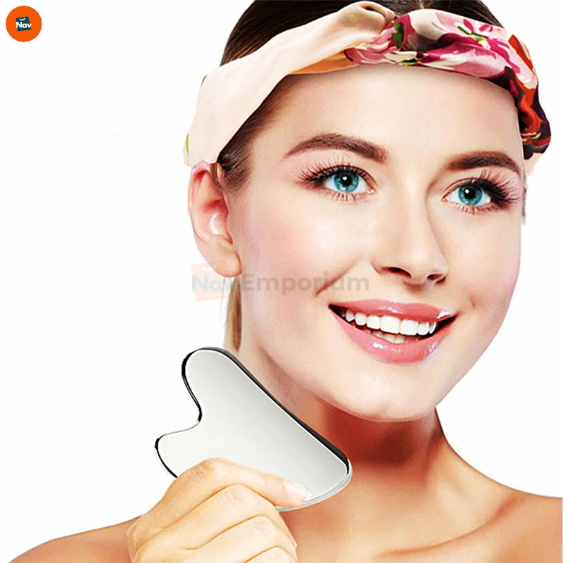 Lifestyle image using heart shape gua sha tool