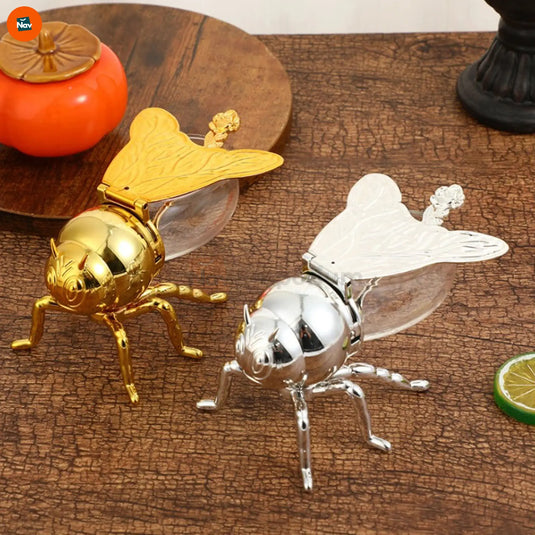 Glass honey jar with spoon