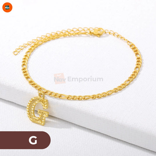 14K gold-filled anklet with initial pendant 4