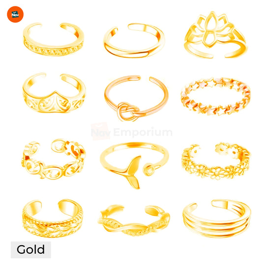 Floral pattern toe rings set