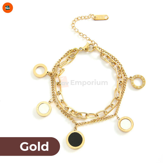 Pearl coin charm bracelet