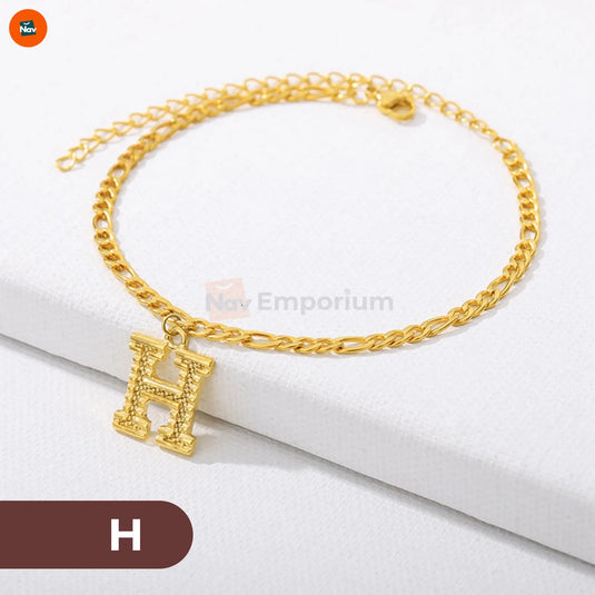 Layered gold anklet with figaro chain 5