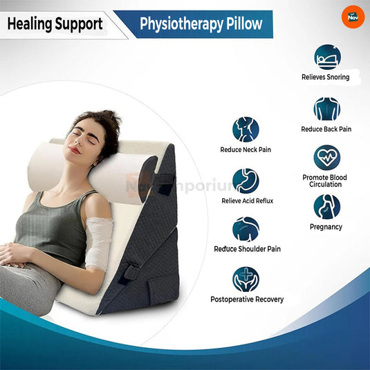 Lifestyle image of user using leg elevation pillow