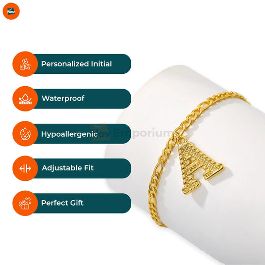 Customizable gold anklet with initials