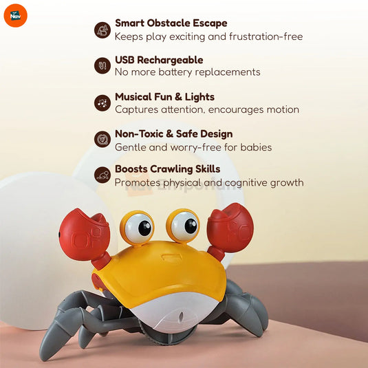 Musical crab toy for toddlers