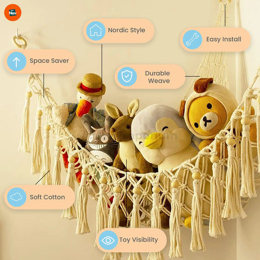 Bedroom stuffed animal organizer solution