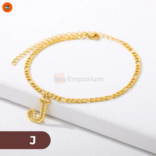 Customizable gold anklet with initials