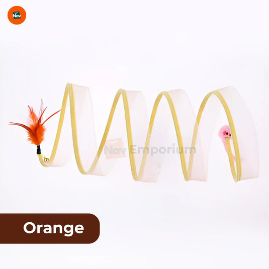 Cat tunnel with feather toy