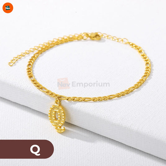 14K gold-filled anklet with initial pendant 13