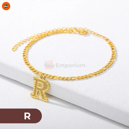 Layered gold anklet with figaro chain 14