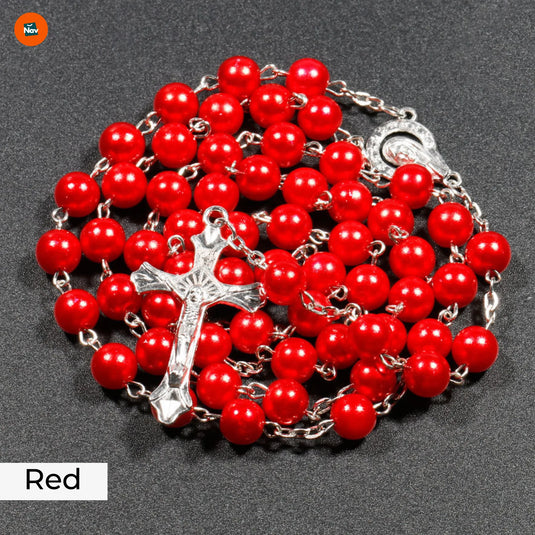 Pink polymer clay rosary beads