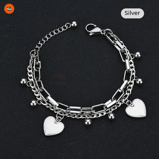 Wearing silver bracelet demonstration