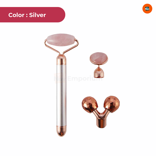 Variant image showing silver color options electric facial roller