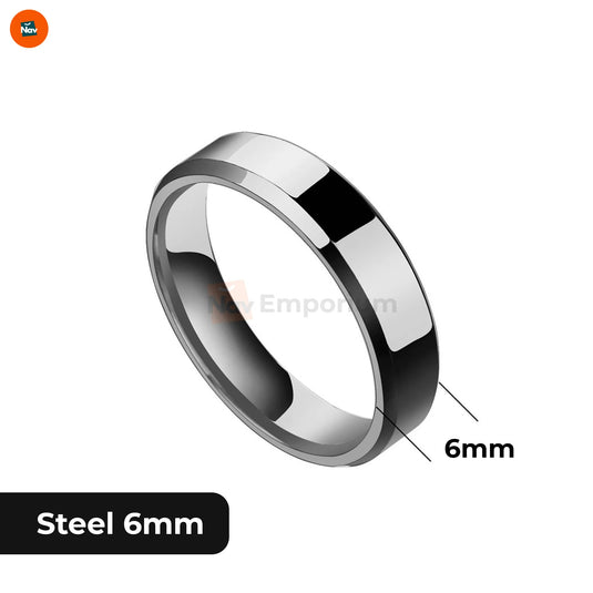 Polished black tungsten wedding band