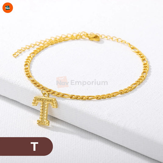 Customizable gold anklet with initials 16