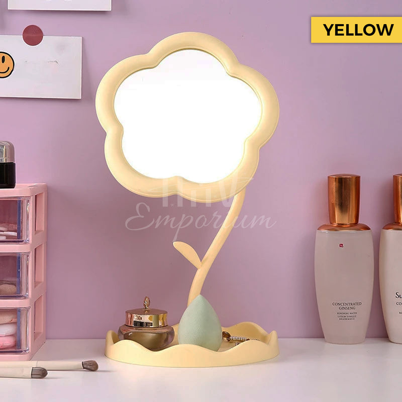 Yellow flower vanity mirror