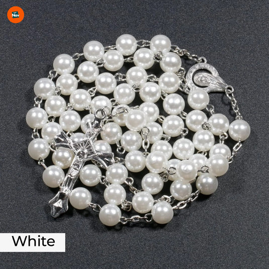 Turquoise rosary necklace close-up