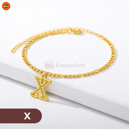 Personalized gold initial anklet 22