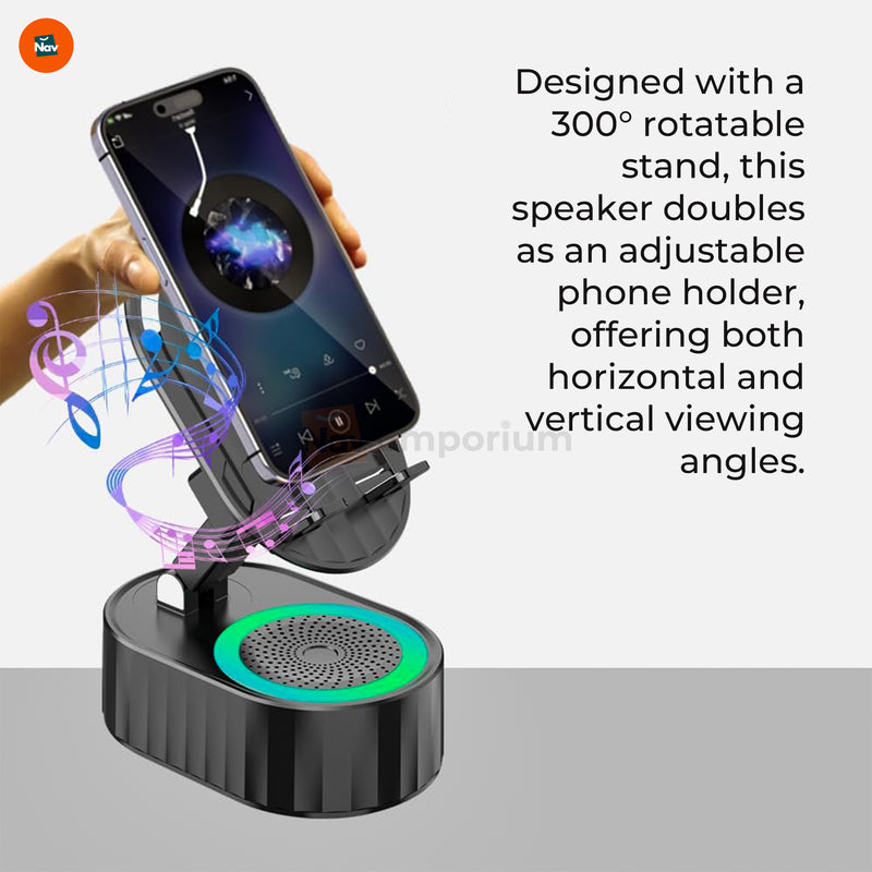 GlowCharge Speaker with Rotatable Phone Stand 