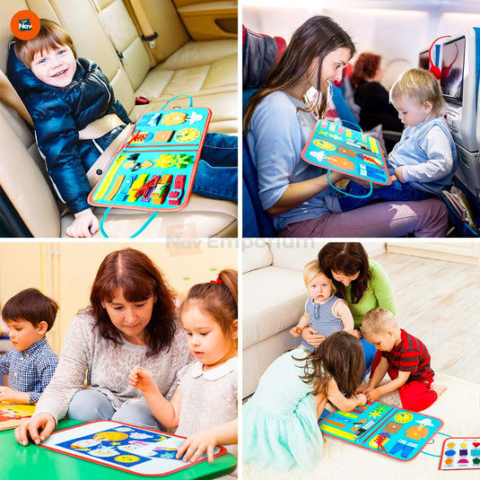 Wooden Sensory Board with Interactive Elements 