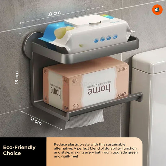 Wall-Mounted Bamboo Toilet Roll Holder  