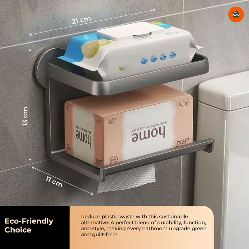 Wall-Mounted Bamboo Toilet Roll Holder  