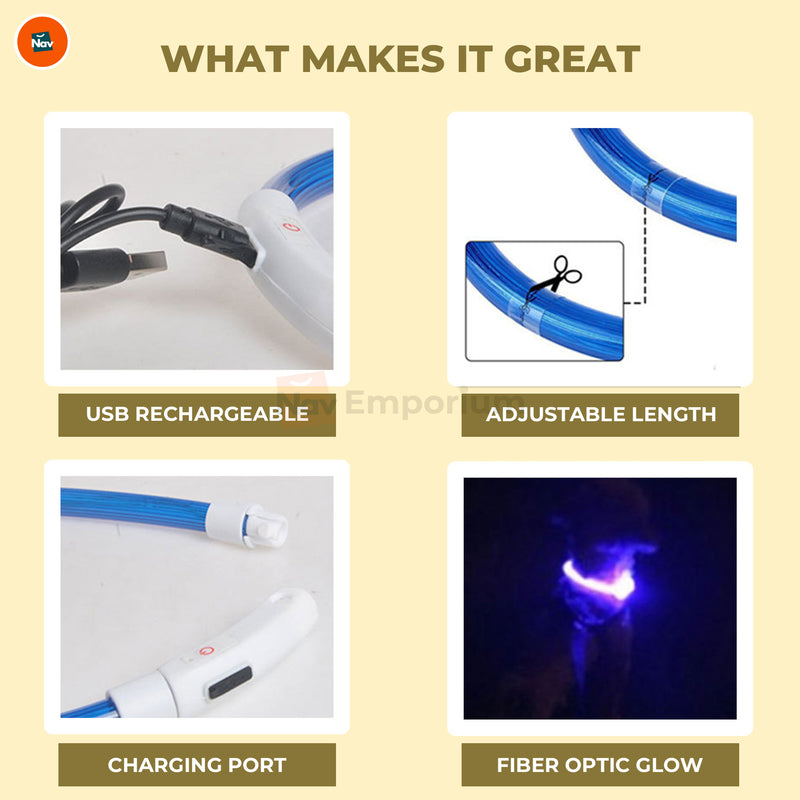 USB rechargeable LED dog collar 