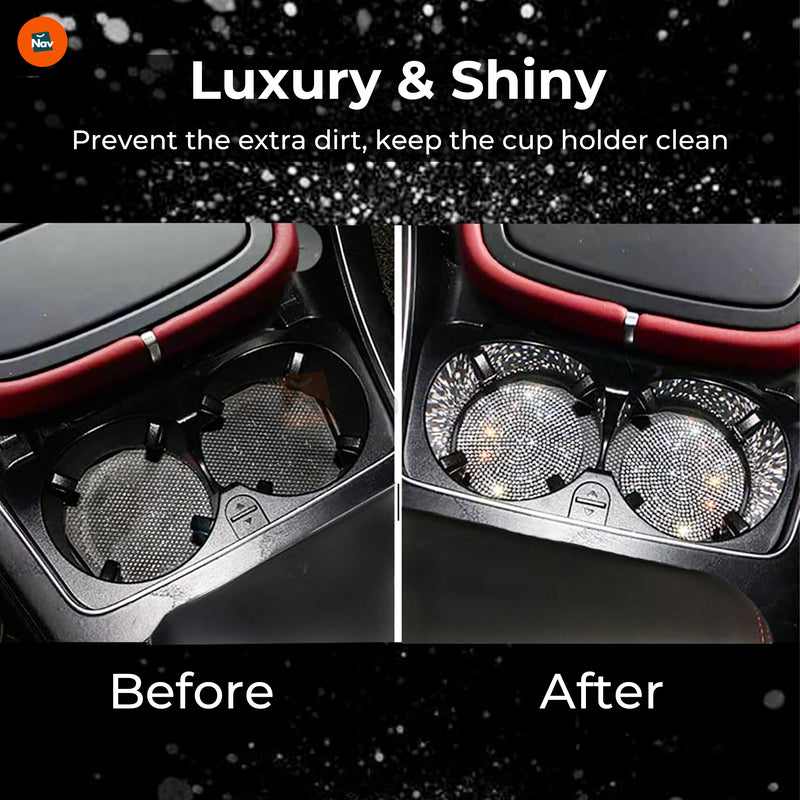 Rhinestone auto cup holder decor 