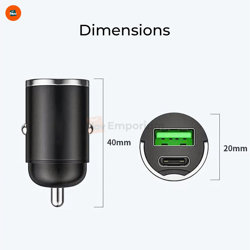 Compact car USB-C adapter