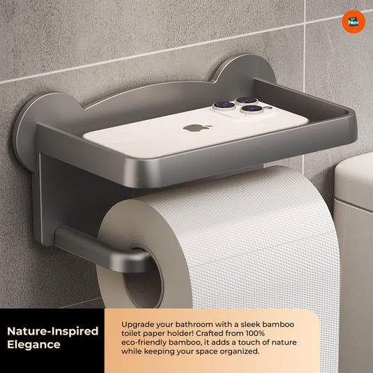 Durable Bamboo Toilet Paper Stand  