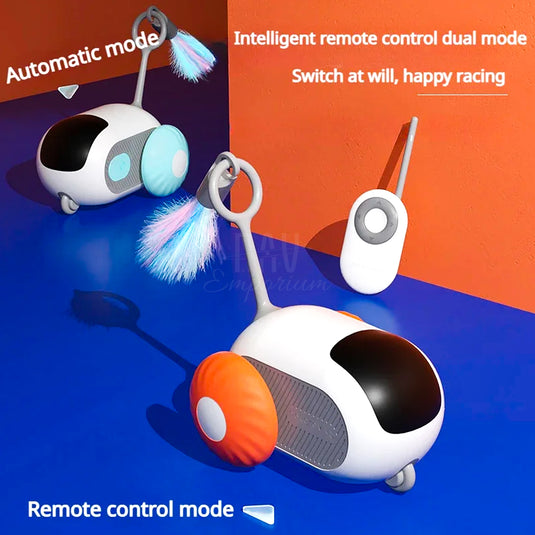 Cat engaging with motion-sensing toy 