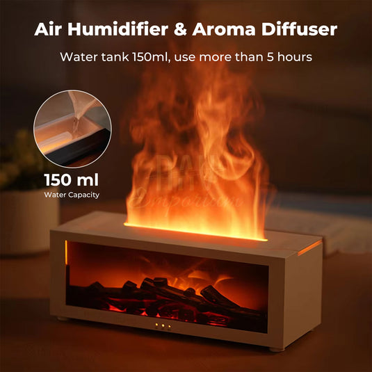Essential oil diffuser with glowing flame