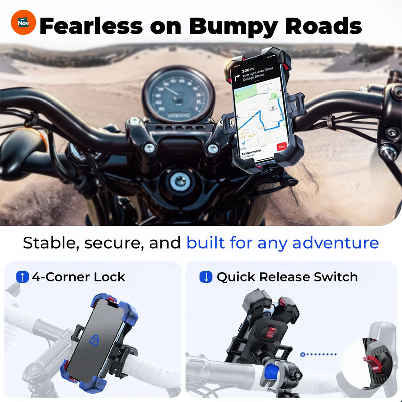 Close-up of phone mount double-lock security feature. 