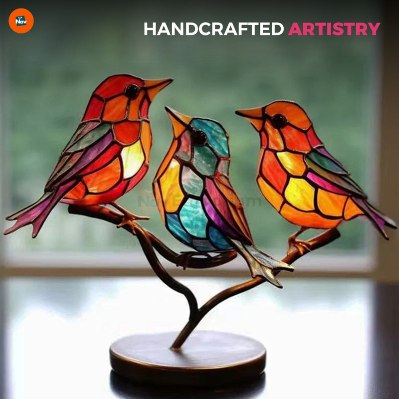 Hanging radiant glass bird decoration