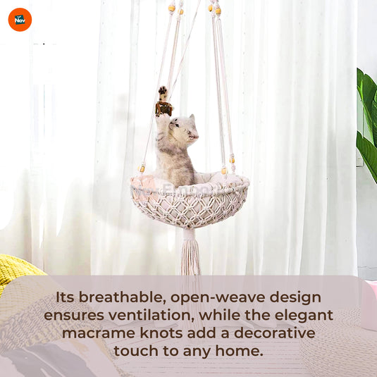 Boho-style hanging pet bed
