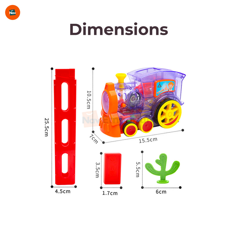 Interactive screen-free play with domino train 