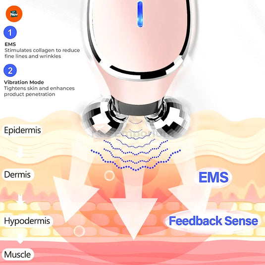  EMS facial massager compact size dimension display