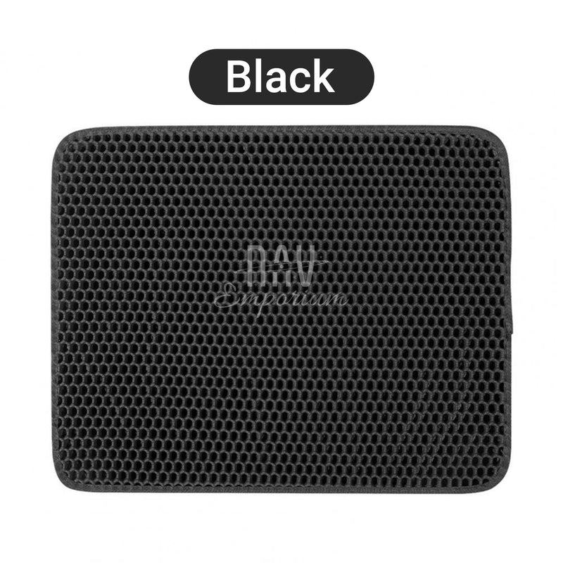 Black cat litter mat