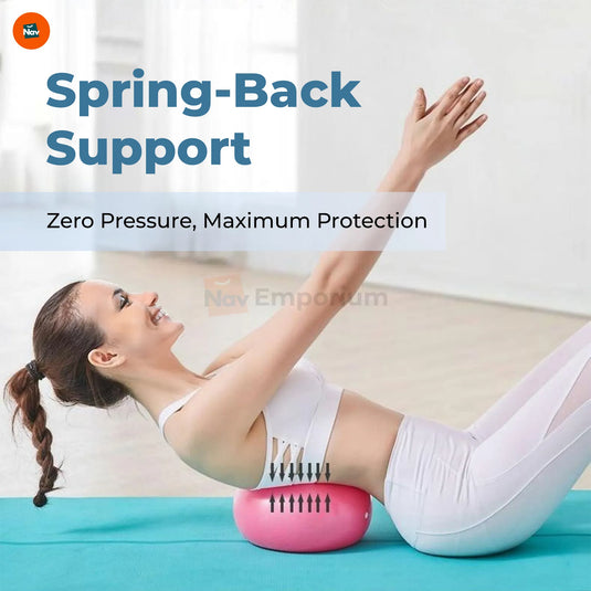 Benefit shows small exercise ball for posture 