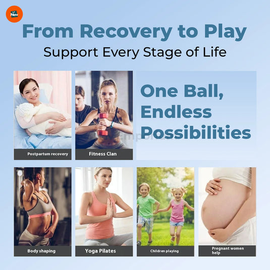 Infographic callouts on core strength ball features 