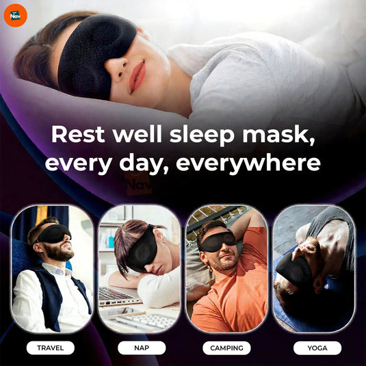 Benefit image 3D sleep mask blocking unwanted light 