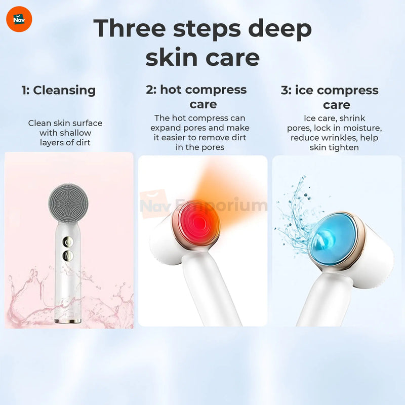 shows portable facial cleansing brush