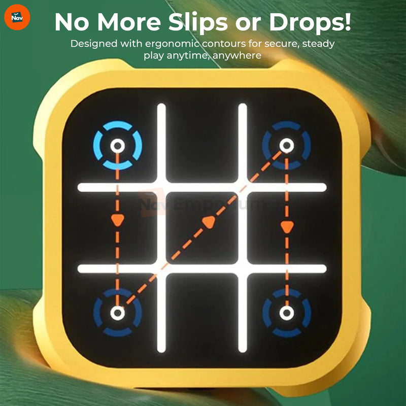 Benefit image showcasing ergonomic handheld puzzle game grip