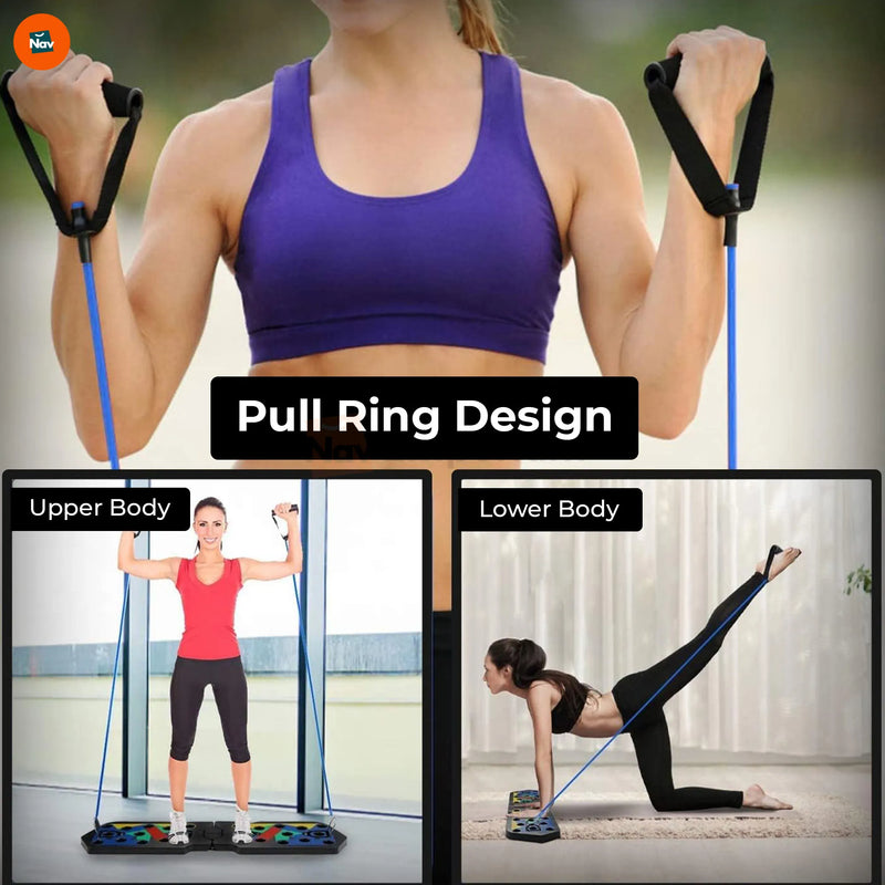 Benefit image shows non-slip pads on push-up board