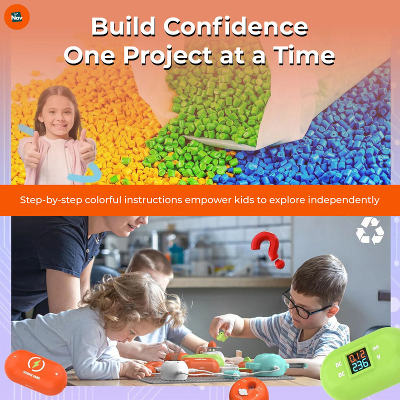  Circuit building toy with durable, snap-together parts