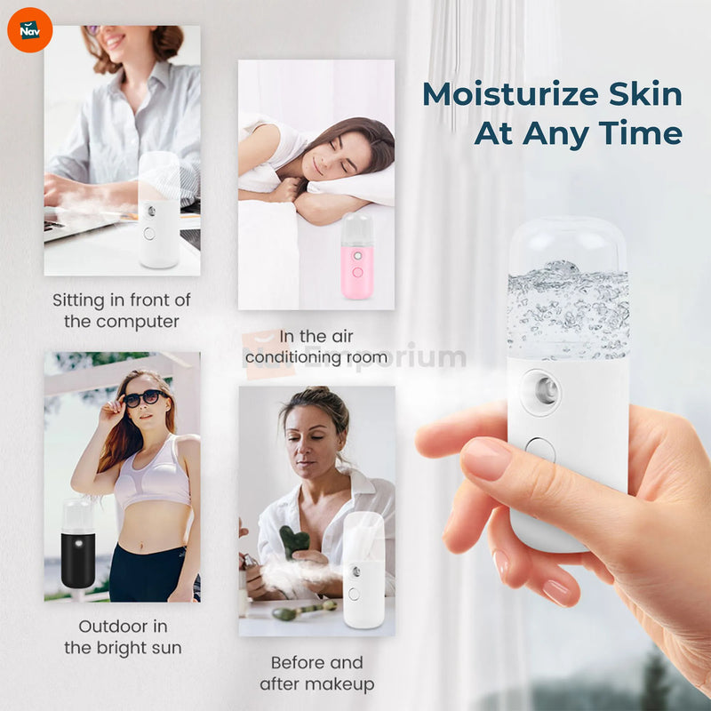  Infographic highlighting mini face steamer core features 
