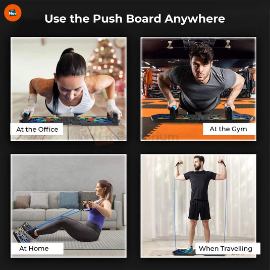 Feature image shows foldable portable push-up board